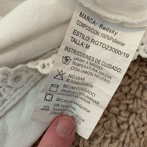 RedSky White Lace Peasant Blouse Top Prairie Off Shoulder Medium - Picture 5 of 7